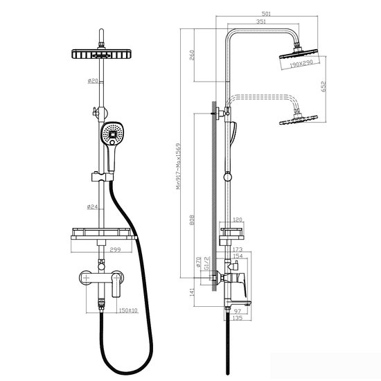 Душевая система Rossinka Silvermix RS27-46 фото 2
