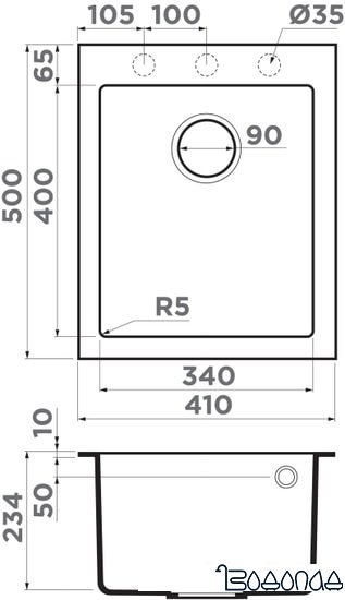 Кухонная мойка Omoikiri Bosen 41 GR (leningrad grey)