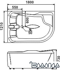 Ванна Gemy G9083 B L 180x121