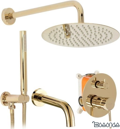 REA LUNGO GOLD душевая система скрытого монтажа, с изливом