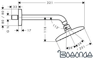 Верхний душ Hansgrohe Raindance E 240 AIR 1jet (27370000)