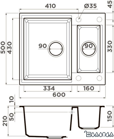 Кухонная мойка Omoikiri Sakaime 60-2 WH (белый) фото 4