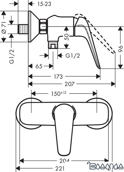 Смеситель Hansgrohe Novus 71060000 фото 3