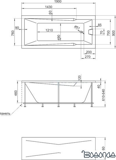 Ванна 1Марка Raguza 190x90