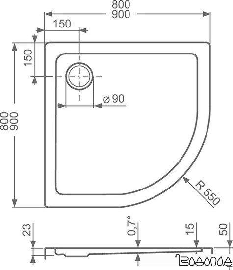 Душевой поддон Roltechnik Flat Round 90x90 [8000116]