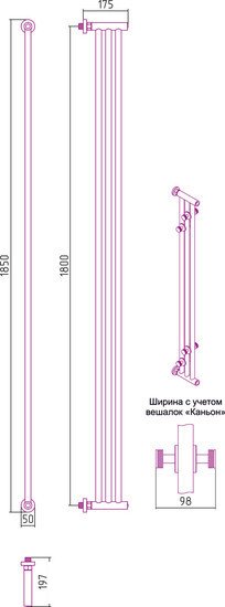 Полотенцесушитель Сунержа Хорда 1800x195 00-0124-1800