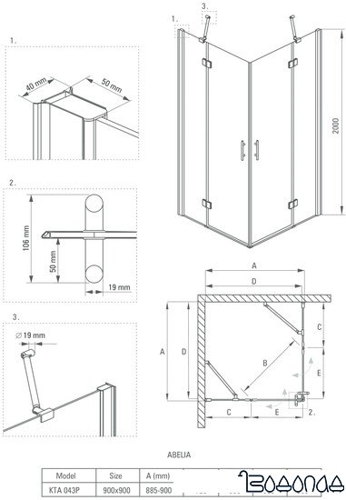 Душевой уголок Deante Abelia 90x90 KTA 043P