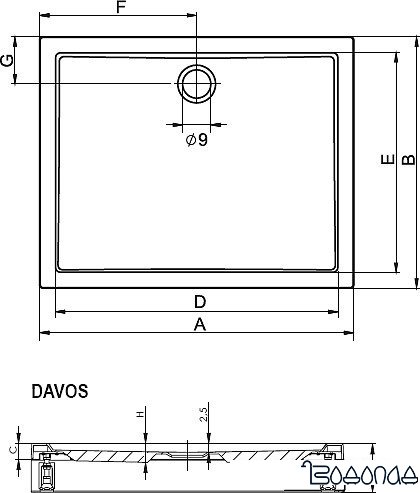 Душевой поддон Riho Davos 130x80 DA77005
