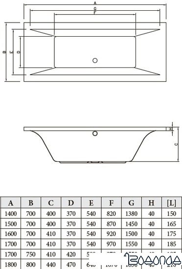 Ванна Bonito Home Valencia 170x75 (с ножками)