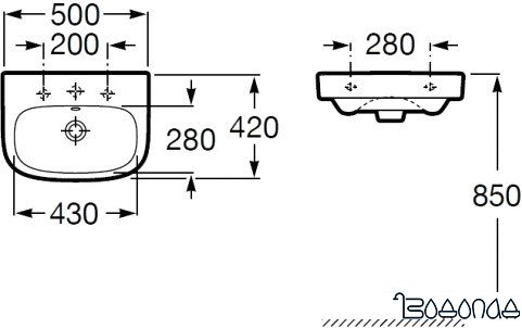 Умывальник Roca Debba 50x42 [32799600Y] фото 4