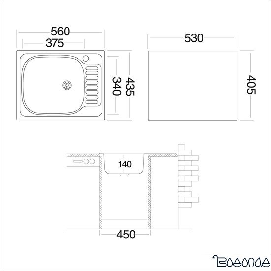 Кухонная мойка Ukinox CLM560.435 --5К 1R фото 2 Кухонная мойка Ukinox CLM560.435 --5К 1R фото 2
