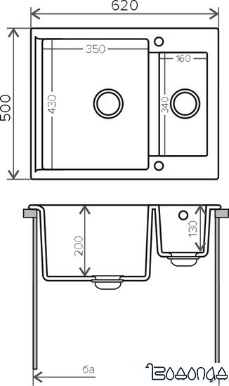 Кухонная мойка Polygran Brig-620 (черный 16) Кухонная мойка Polygran Brig-620 (черный 16)