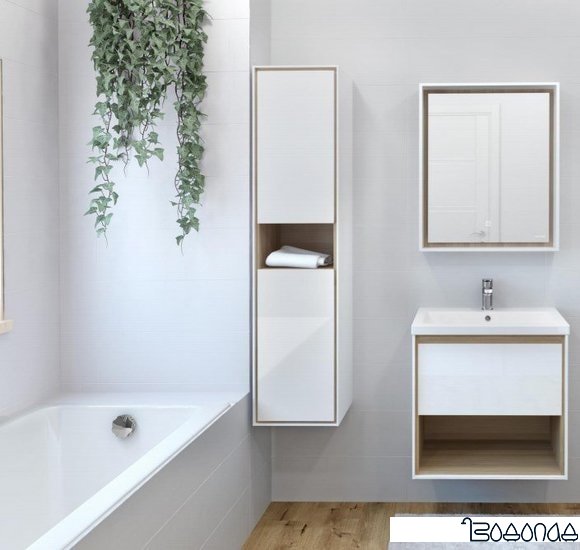 Мебель для ванных комнат Cersanit Шкаф-полупенал Louna SP-SL-LOU/Wh