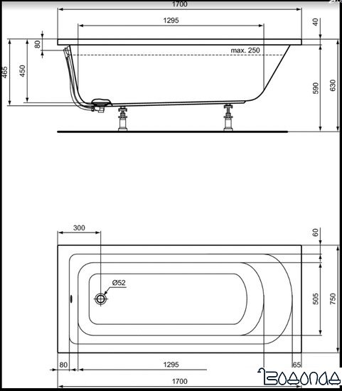 Ванна Ideal Standard Hot Line 170x75 K274601