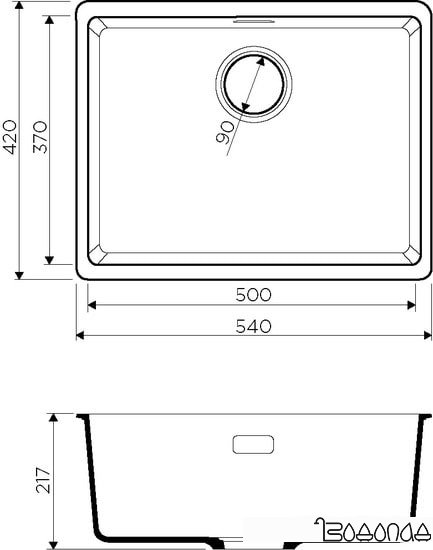 Кухонная мойка Omoikiri Kata 54-U SA