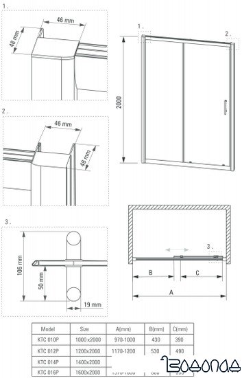 Душевая дверь Deante Cynia 100 KTC 010P