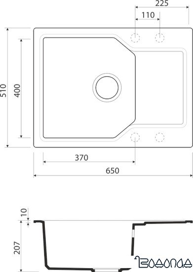 Кухонная мойка Omoikiri Yonaka 65-PA 4993344 фото 2
