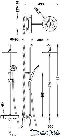 Душевая система Tres Base-tres Plus 21639301