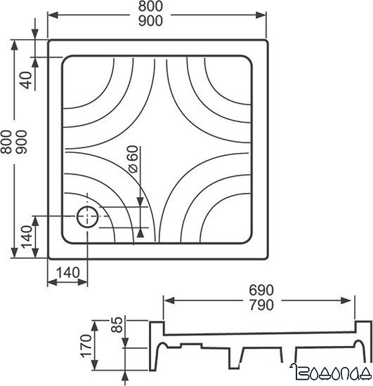 Душевой поддон Roltechnik Cola P 90x90 [8000023] фото 4