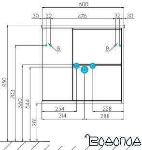Акватон Тумба под умывальник Бостон 60 1A240001BN010 (белый/дуб эврика) фото 4