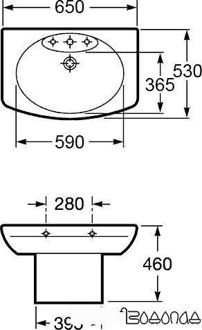 Умывальник Roca Dama Senso 65x53 [327511000] фото 4