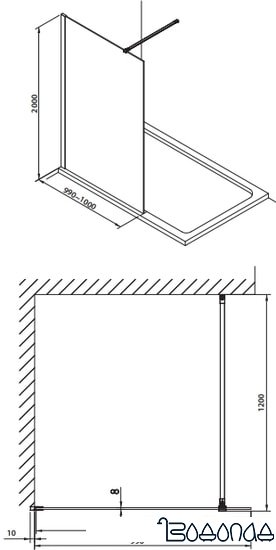 Душевой уголок Omnires Marina DNR10X LUX+DNR30X LUX фото 3