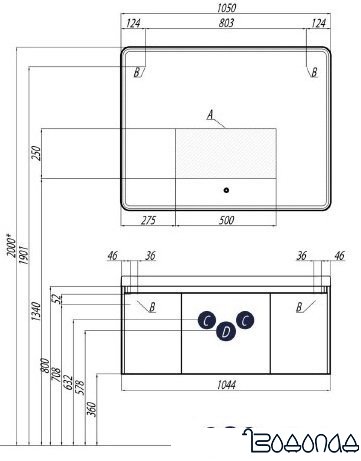Акватон Тумба под умывальник Шерилл 105 1A206301SH010 фото 2