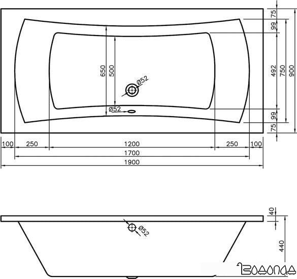 Ванна Lavinia Boho Evan 190x90 37110190