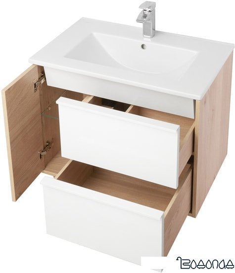 Акватон Тумба под умывальник Бостон 75 1A240101BN010 (белый/дуб эврика)