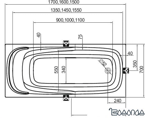 Ванна Ravak Vanda II 150x70 фото 4
