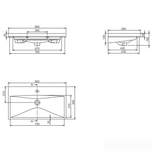 Умывальник CeraStyle Elite VB032M22U00