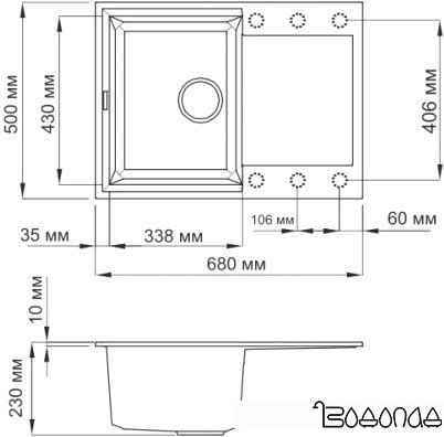 Кухонная мойка Omoikiri Sakaime 68-EV [4993194]