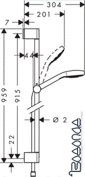 Душевой гарнитур Hansgrohe Croma Select S [26572400] фото 2