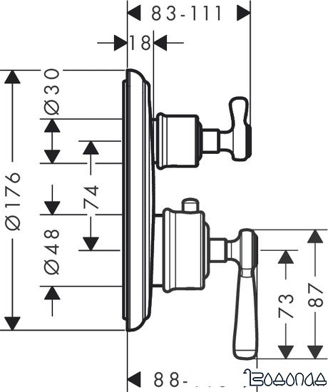 Смеситель Axor Montreux 16801820 (шлифованный никель)