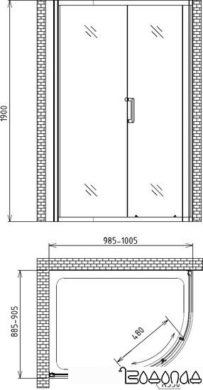 Душевой уголок Gemy Victoria S30191 100x90 фото 4