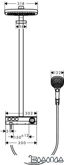 Душевая система Hansgrohe Raindance Select E 300 3jet Showerpipe [27127000]