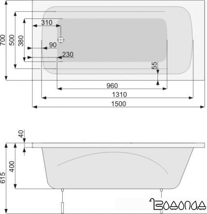 Ванна Poolspa Klio 150 x 70