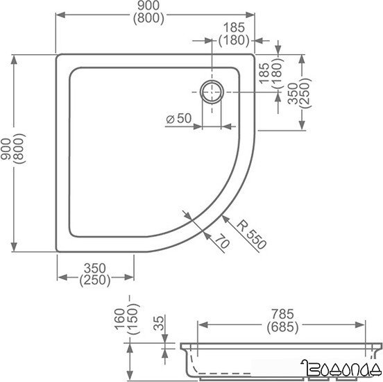 Душевой поддон Roltechnik Hawaii 90x90 [8000026] фото 3