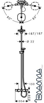 Душевая система Hansgrohe Croma Select E 180 2jet Showerpipe [27352400]