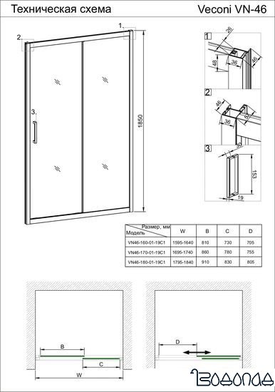 Душевая дверь Veconi VN-46 VN46-100-01-C5 фото 2