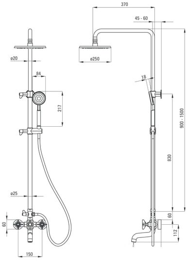Душевая система Deante Temisto NAC M1QT