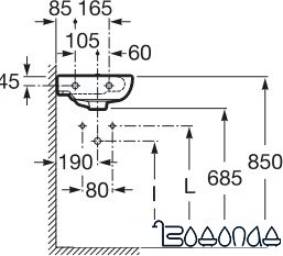 Умывальник Roca Meridian 35x35 (32724C000) фото 2