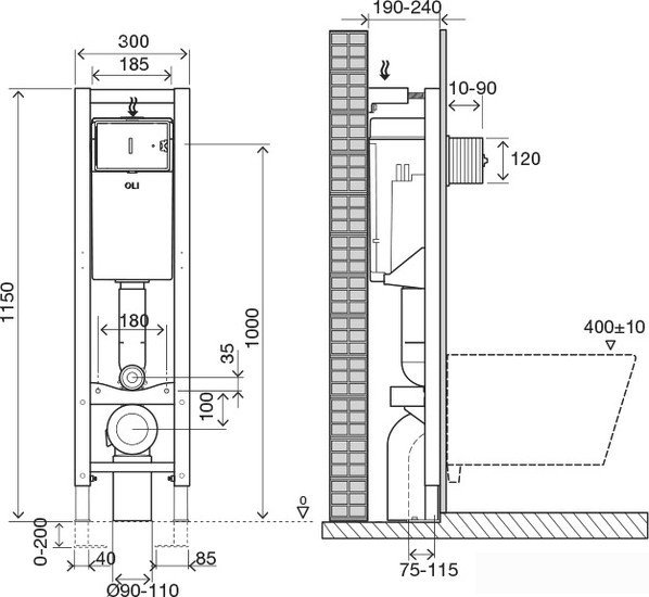 Инсталляция для унитаза OLI Quadra Механика [722019]