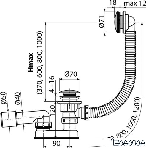 Сифон Alcaplast A504CKM