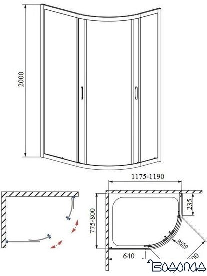 Душевой уголок Bravat Drop 120x80 BS1280.1200AL (с поддоном)