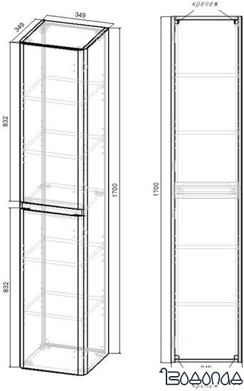 Мебель для ванных комнат Vincea Шкаф-пенал Vico 35 VSC-2V170VO фото 4