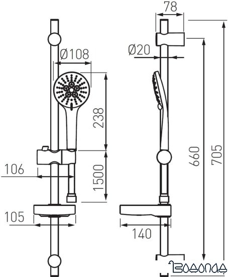 Душевой гарнитур Ferro Nessa N350B