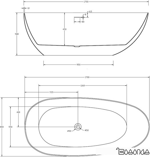 Ванна Abber 170x80 AB9211MB
