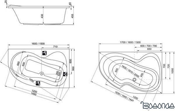 Ванна Ravak Rosa 95 95x150