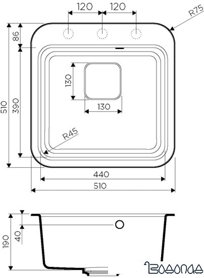 Кухонная мойка Omoikiri Tasogare 51-BL Кухонная мойка Omoikiri Tasogare 51-BL